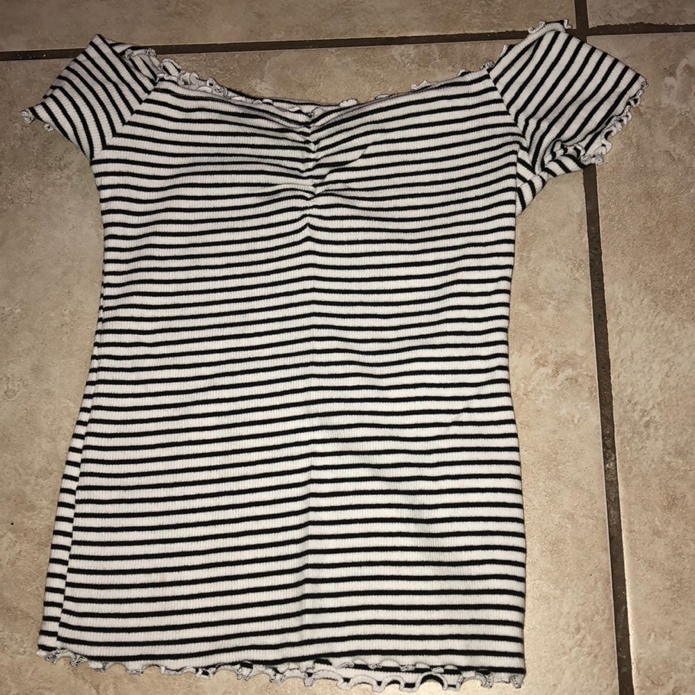 Over the shoulder striped shirt